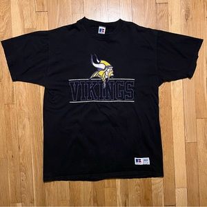 Vintage Minnesota Vikings Russell Athletic Black T Shirt XL Made in USA